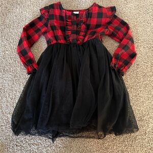 Red and Black Plaid Kids Formal Dress
